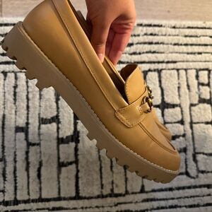 Tan Chunky Loafers with Gold Buckle *Worn Once*
